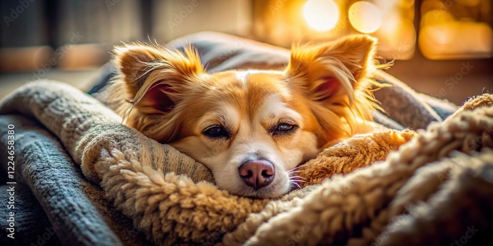 Funny Spoiled Dog Napping Under Blanket on Pillow - Adorable Pet Photo Funny Spoiled Dog Napping Under Blanket on Pillow - Adorable Pet Photo