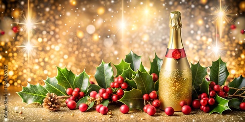 christmas decoration with champagne