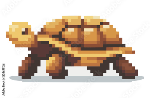 Retro pixel art vector of a tortoise with a vintage gaming style.