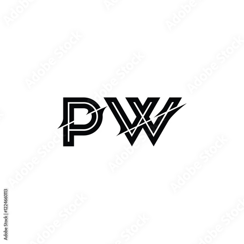 PW monogram logo design letter text name symbol monochrome logotype alphabet character simple logo