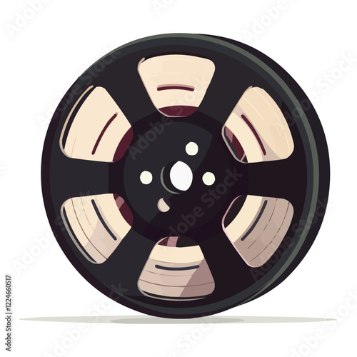 Vector image of vintage film reel for cinema and entertainment themes.