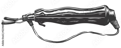 Vintage soldering iron vector: retro black and white design.