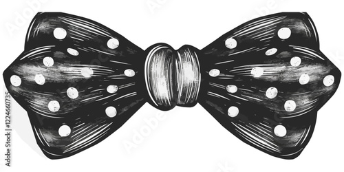 Vector black and white polka dot bow tie design.