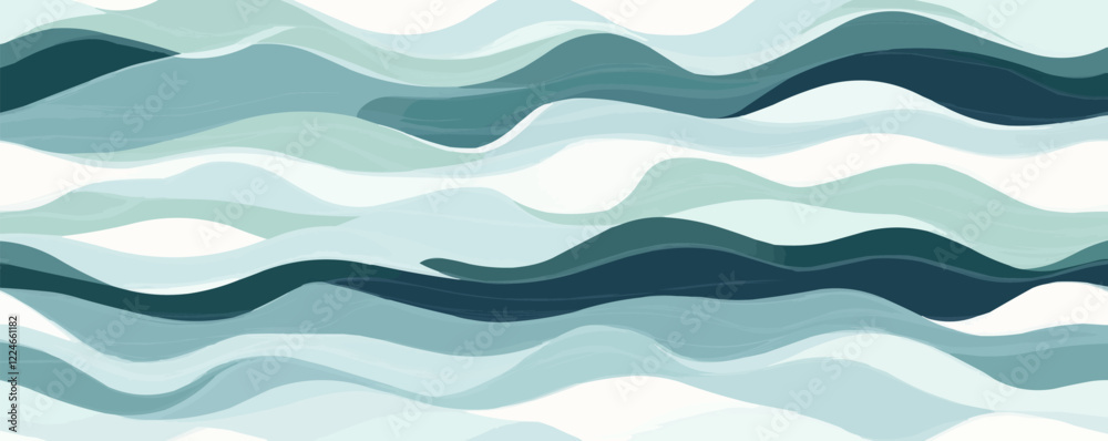 Fototapeta premium Abstract ocean waves vector design with fluid patterns.