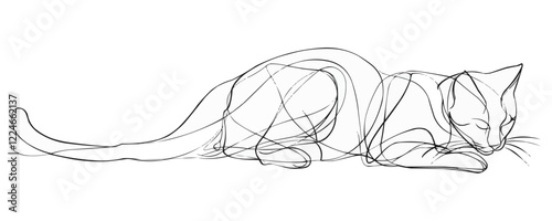 Elegant cat line art vector: minimalist design for feline enthusiasts.