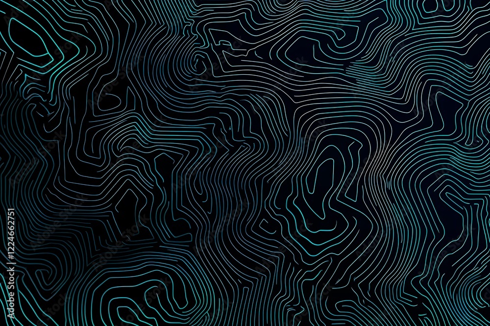 Obraz premium Abstract close-up of a glowing blue digital circuit board, showcasing intricate connections and technological design on a black background. 