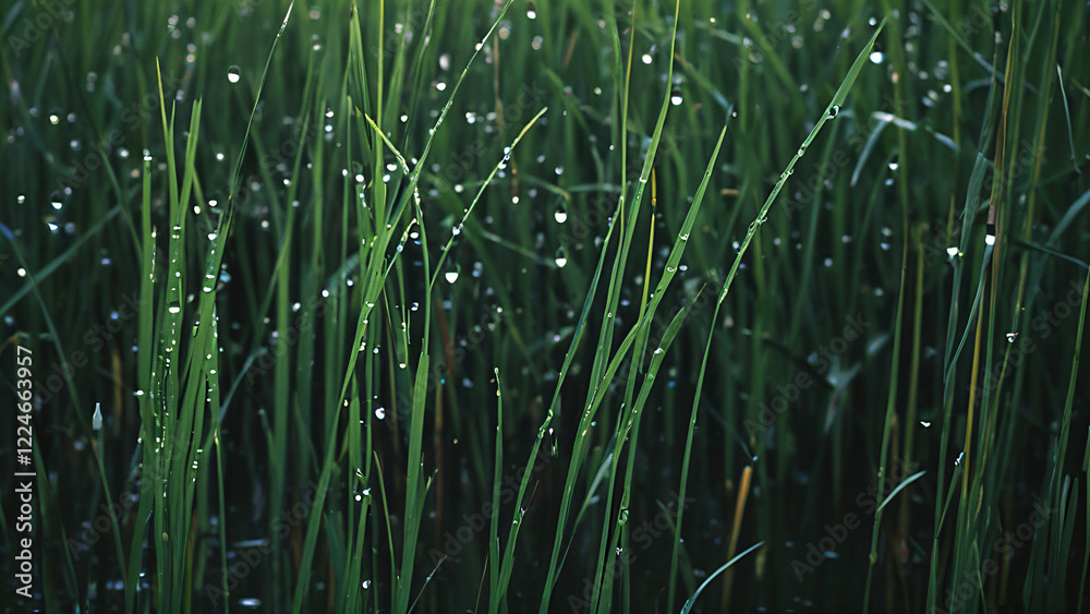 Obraz premium tall grass with water droplets
