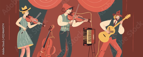 Vector symphony: lively acoustic ensemble under the spotlight.