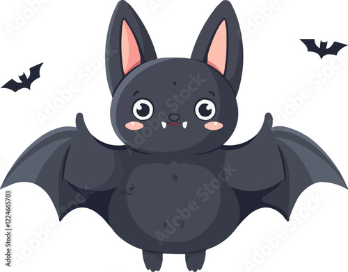 Cute cartoon bat vector art with adorable flying bats on white background.