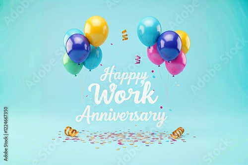 Colorful balloons and confetti with 