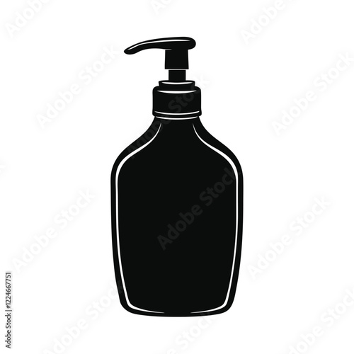 illustration bottle of soap dispenser silhouette