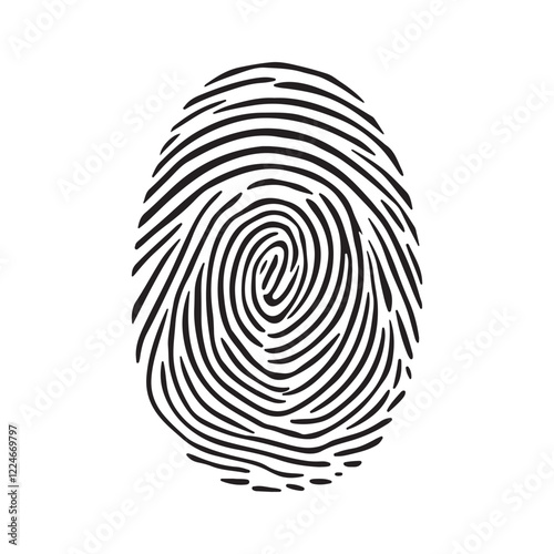 Fingerprint silhouette. Monochrome white background