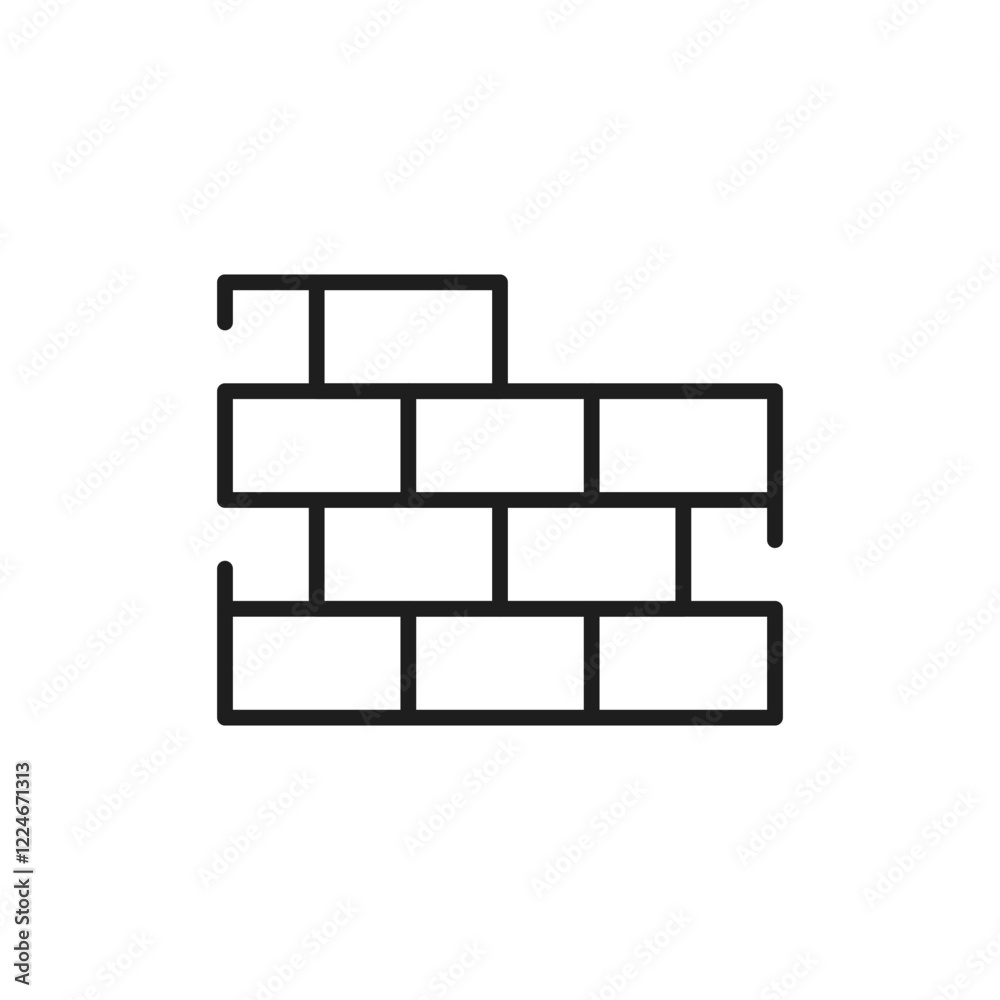 This outline icon of a brick wall symbolizes construction and renovation, making it ideal for architecture and design, as it represents key elements of building and development processes This outline icon of a brick wall symbolizes construction and renovation, making it ideal for architecture and design, as it represents key elements of building and development processes