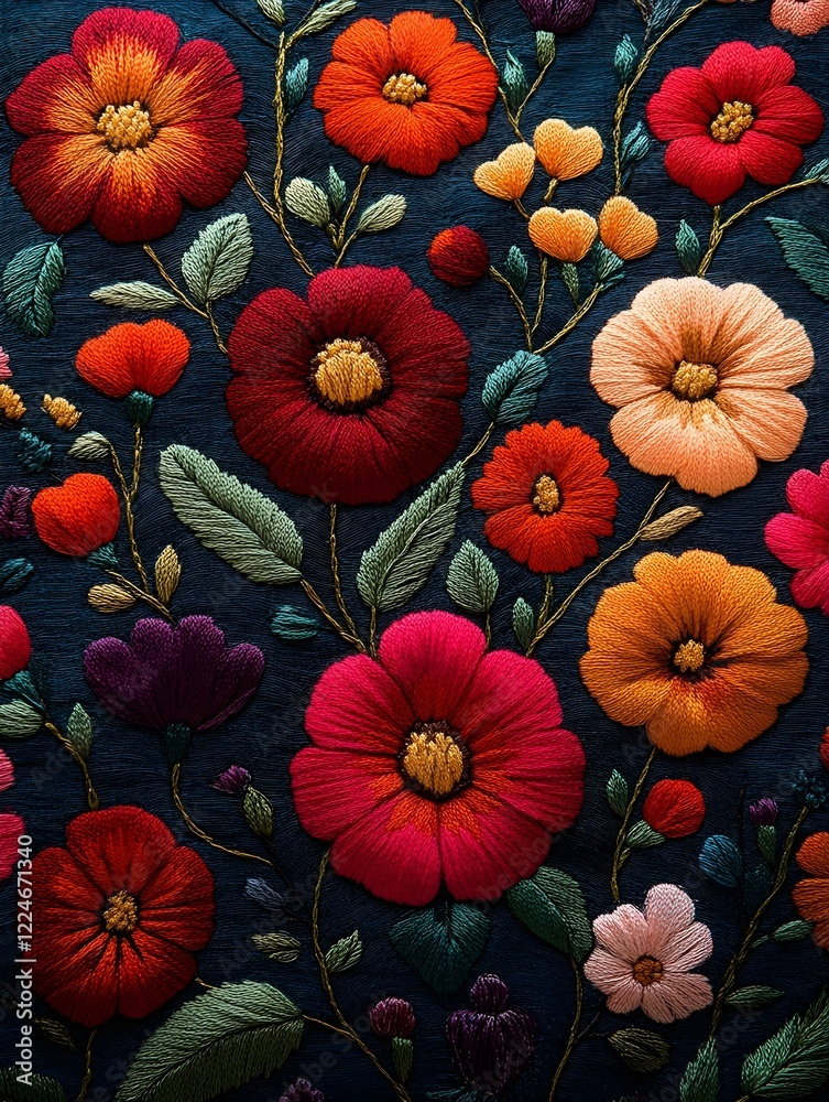 A texture of embroidered fabric with intricate floral patterns. A texture of embroidered fabric with intricate floral patterns.