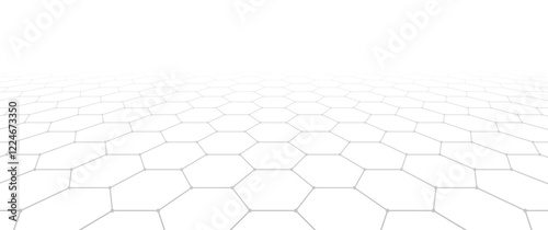 Abstract hexagon wave. Digital network. Connection of particles and lines in hexagon shape. Data. Technology background. 3d vector illustration