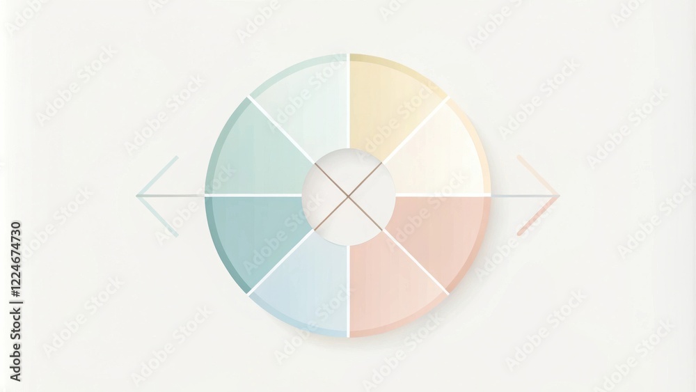 Obraz premium Circular Pastel Color Palette Chart with Arrows Indicating Direction and Flow