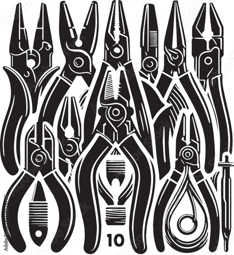 Black Wire Cutters Silhouette Vector, High Quality Illustration on White Background