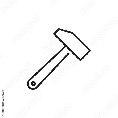 An outline icon of a hammer symbolizes the construction industry and renovation, ideal for design projects related to building and home improvement, capturing craftsmanship and skill photo