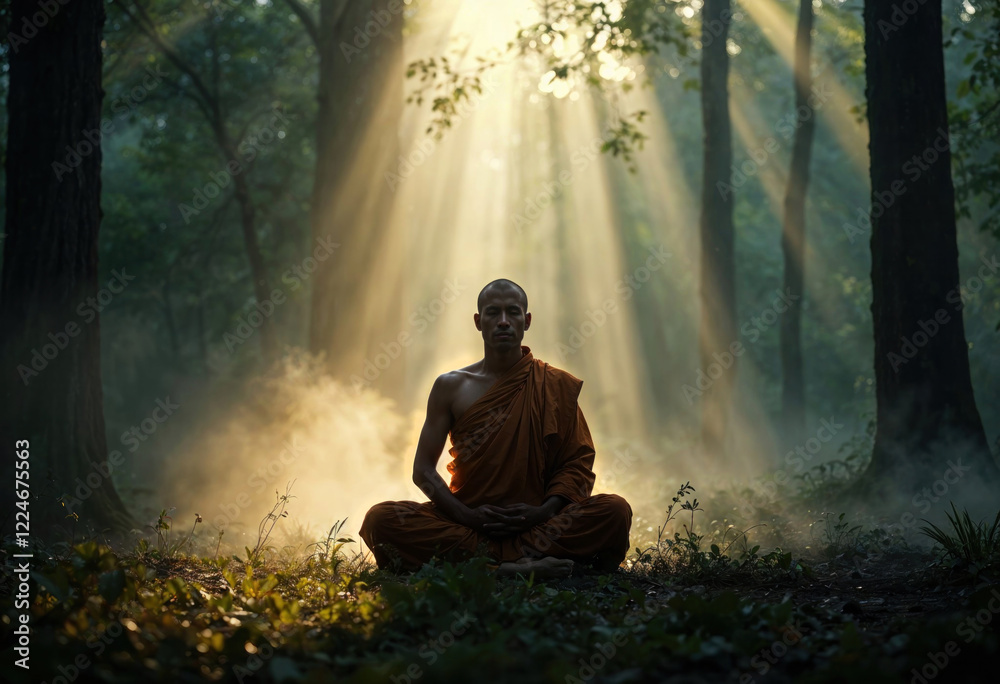 Obraz premium Buddhist monk meditating