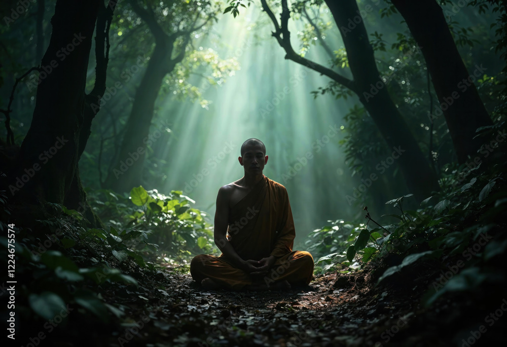 Buddhist monk meditating Buddhist monk meditating