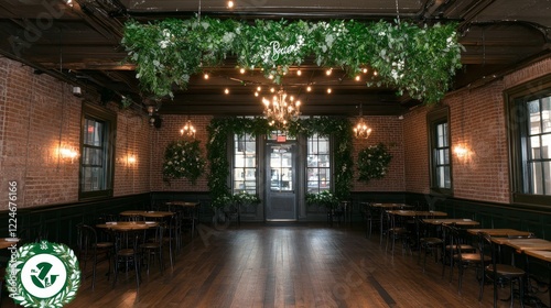 Elegant Brick Venue Decorated with Greenery
