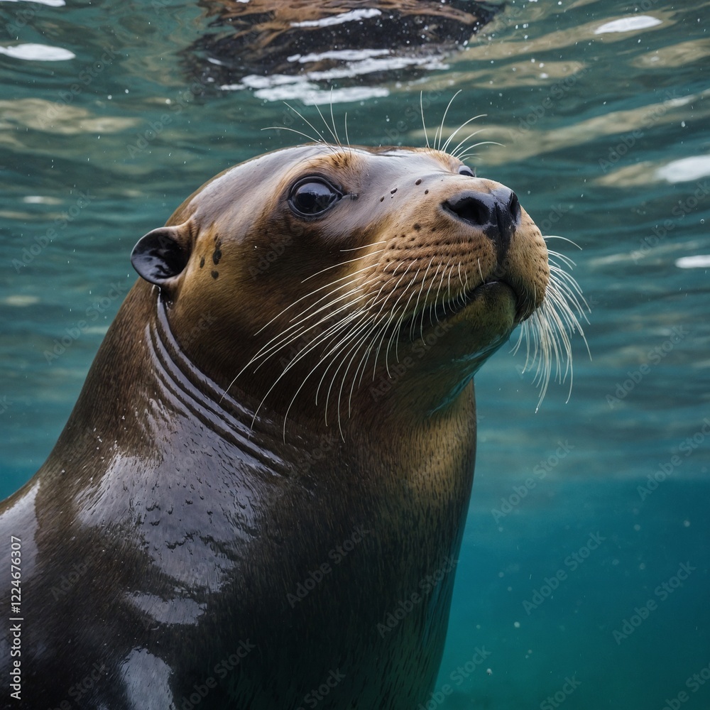 Fototapeta premium Sea lion for a marine biology classroom poster.