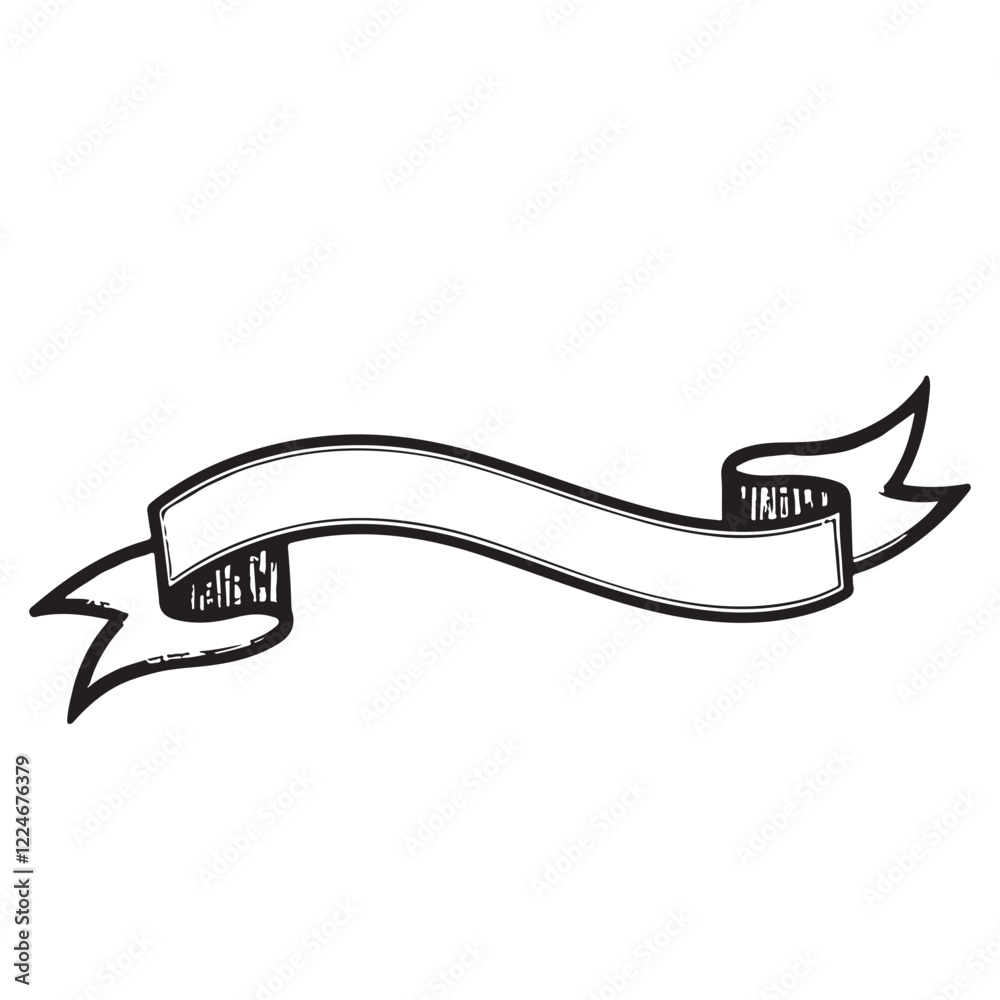 Fototapeta premium Hand Drawn Vintage Ribbon Banner Design Element