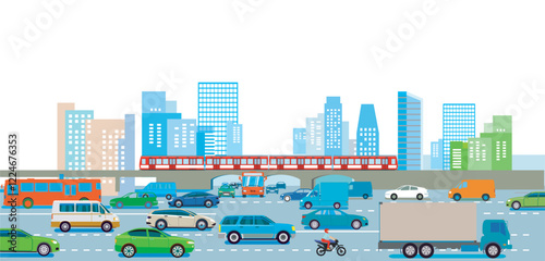 Grossstadt mit einer Autobahn  Illustration..eps