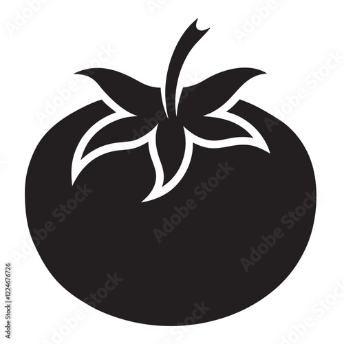Tomato icon black silhouette illustration white background