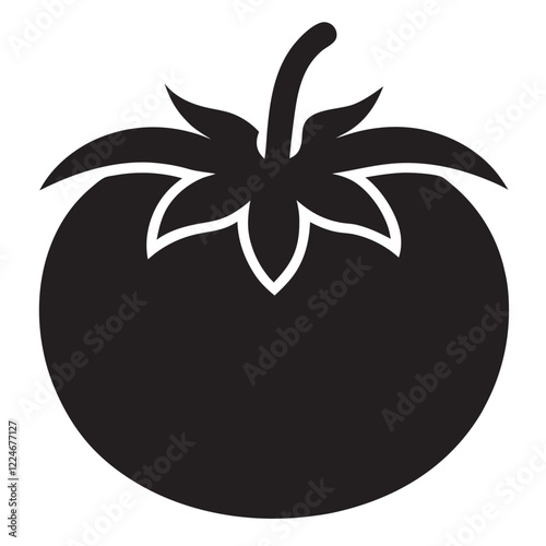 Tomato icon black silhouette illustration white background