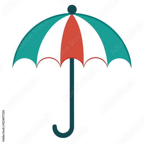 An umbrella icon with a curved handle and an open canopy.