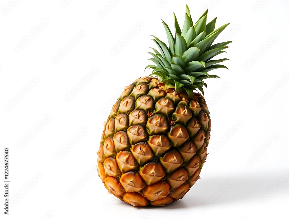 A high-resolution image of a ripe pineapple with a vibrant orange-yellow exterior and fresh green leaves, generative ai A high-resolution image of a ripe pineapple with a vibrant orange-yellow exterior and fresh green leaves, generative ai
