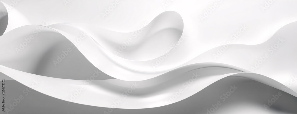 Obraz premium Abstract Curved white Shape with Lighting Effect – Luxury Design on white Background with Copy Space