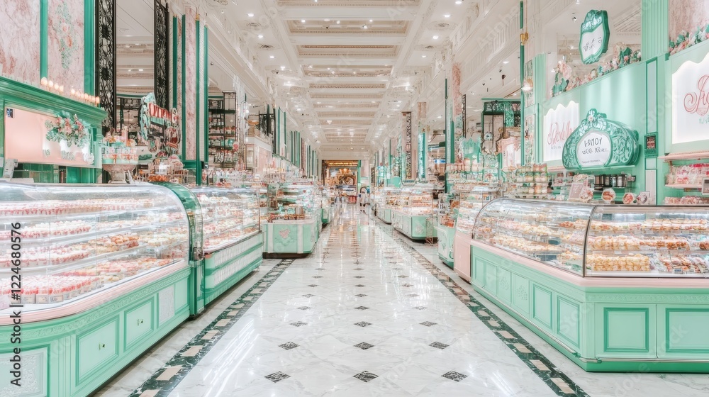 Fototapeta premium Elegant Confectionery Shop Interior Design with Sweets Displays