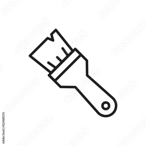 This minimalist outline icon features a sleek paintbrush, symbolizing essential tools in renovation and construction. It reflects creativity and skilled craftsmanship in DIY projects