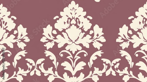 Elegant Damask Floral Pattern Design in Burgundy