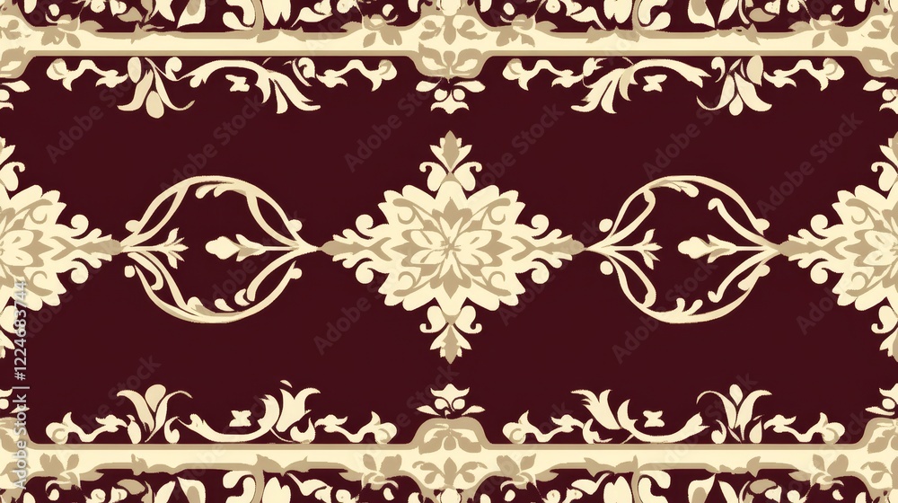 Elegant Damask Pattern Brown and Beige Floral Design Elegant Damask Pattern Brown and Beige Floral Design
