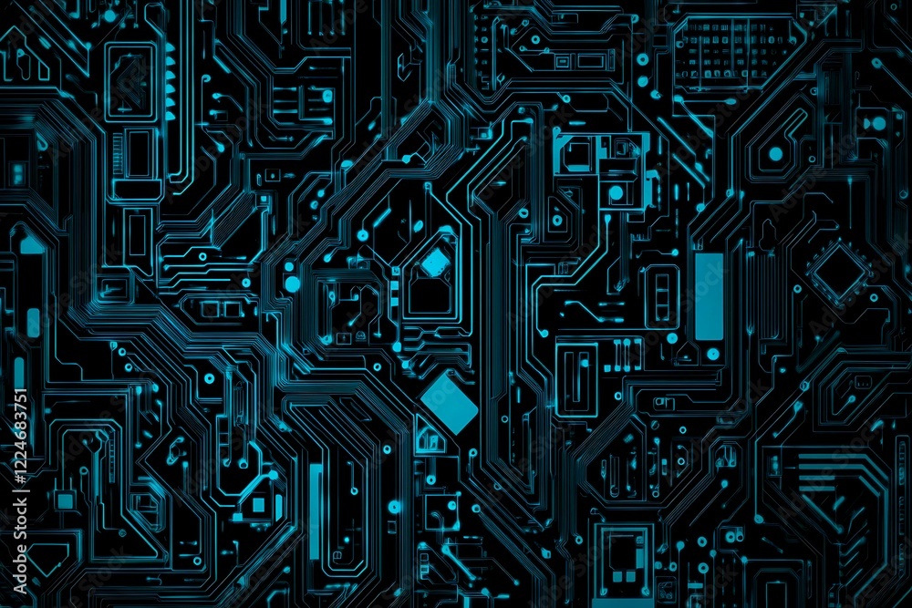 Abstract close-up of a glowing blue digital circuit board, showcasing intricate connections and technological design on a black background.
Abstract close-up of a glowing blue digital circuit board, showcasing intricate connections and technological design on a black background.