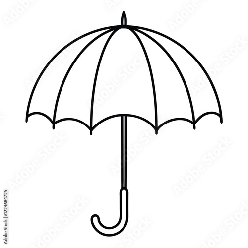 An umbrella icon with a curved handle and an open canopy.