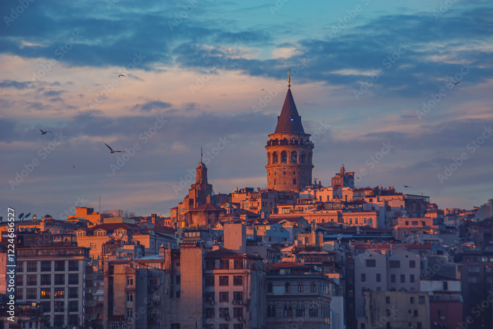 Fototapeta premium A Sunset Symphony the Galata Tower
