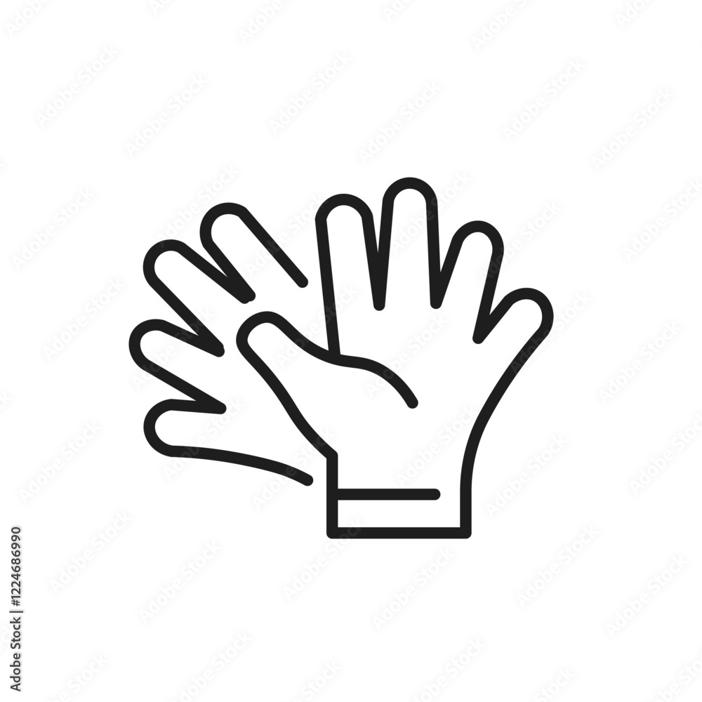This outline icon represents a pair of gloves, symbolizing the important concepts of safety and protection, particularly in the realms of construction and renovation work, where they are essential This outline icon represents a pair of gloves, symbolizing the important concepts of safety and protection, particularly in the realms of construction and renovation work, where they are essential