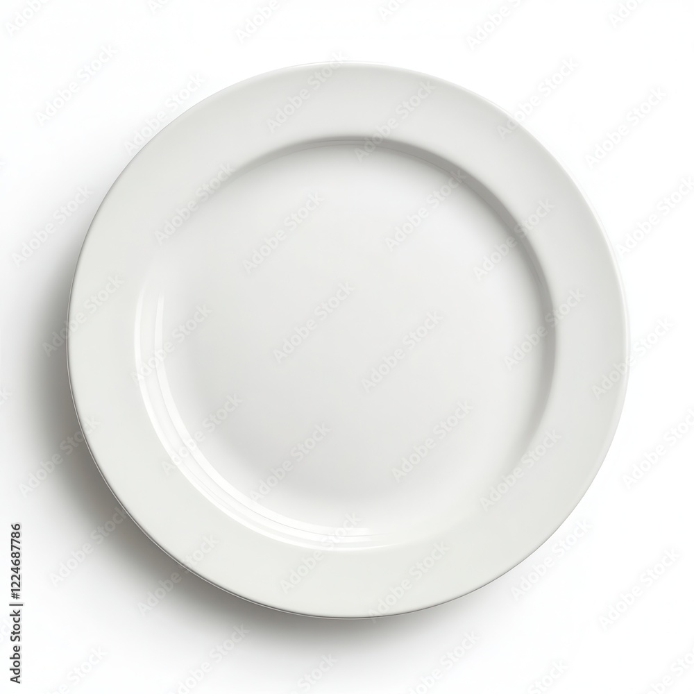 White dinner plate, studio shot, isolated, clean background, menu design White dinner plate, studio shot, isolated, clean background, menu design