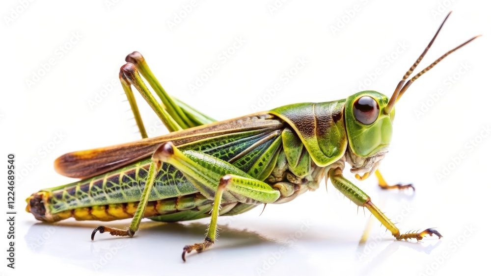 Green Grasshopper on White Background Green Grasshopper on White Background