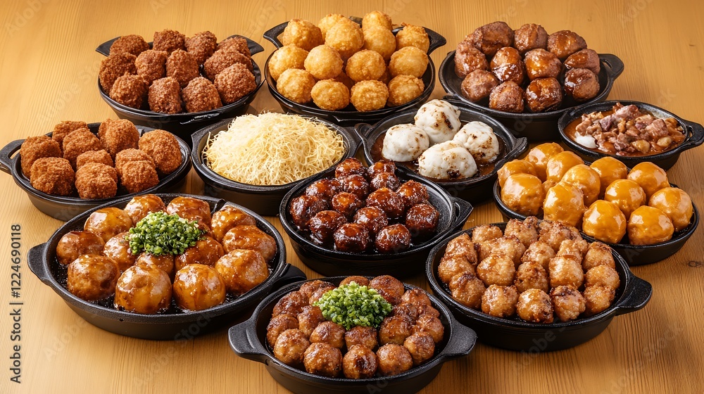 Aromatic and flavorful meatball assortment: diverse cooking styles and rich sauces, perfect for a delightful meal or party. Vario Aromatic and flavorful meatball assortment: diverse cooking styles and rich sauces, perfect for a delightful meal or party. Vario