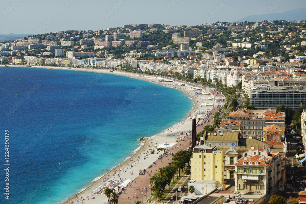 Obraz premium Panorama of Nice opening from the Castle hill, France 