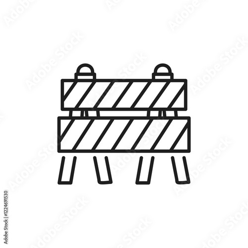 This outline icon represents a construction guardrail used in renovation projects to protect workers and bystanders. Its perfect for construction graphics, enhancing safety communication