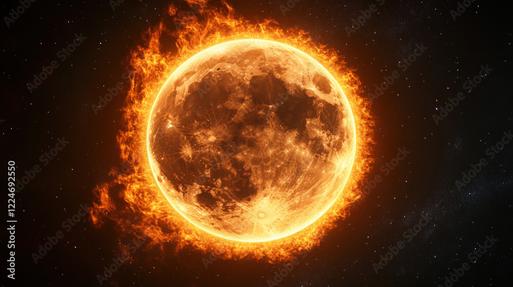 Obraz premium Flaming Eclipse in a Dark Sky