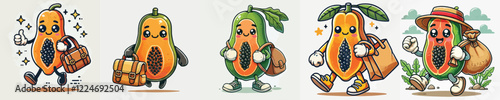 papaya fruit vector has cute hands and feet