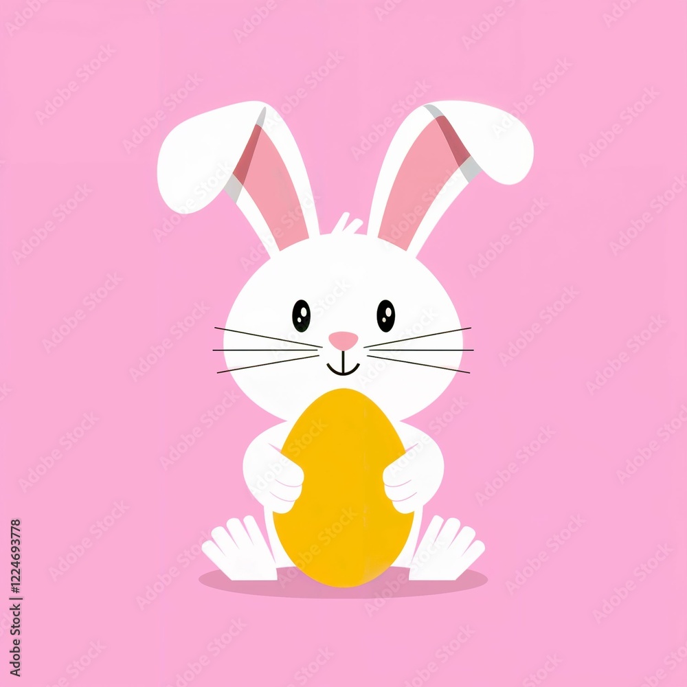 Fototapeta premium simple Easter greeting card with rabbit and eggs