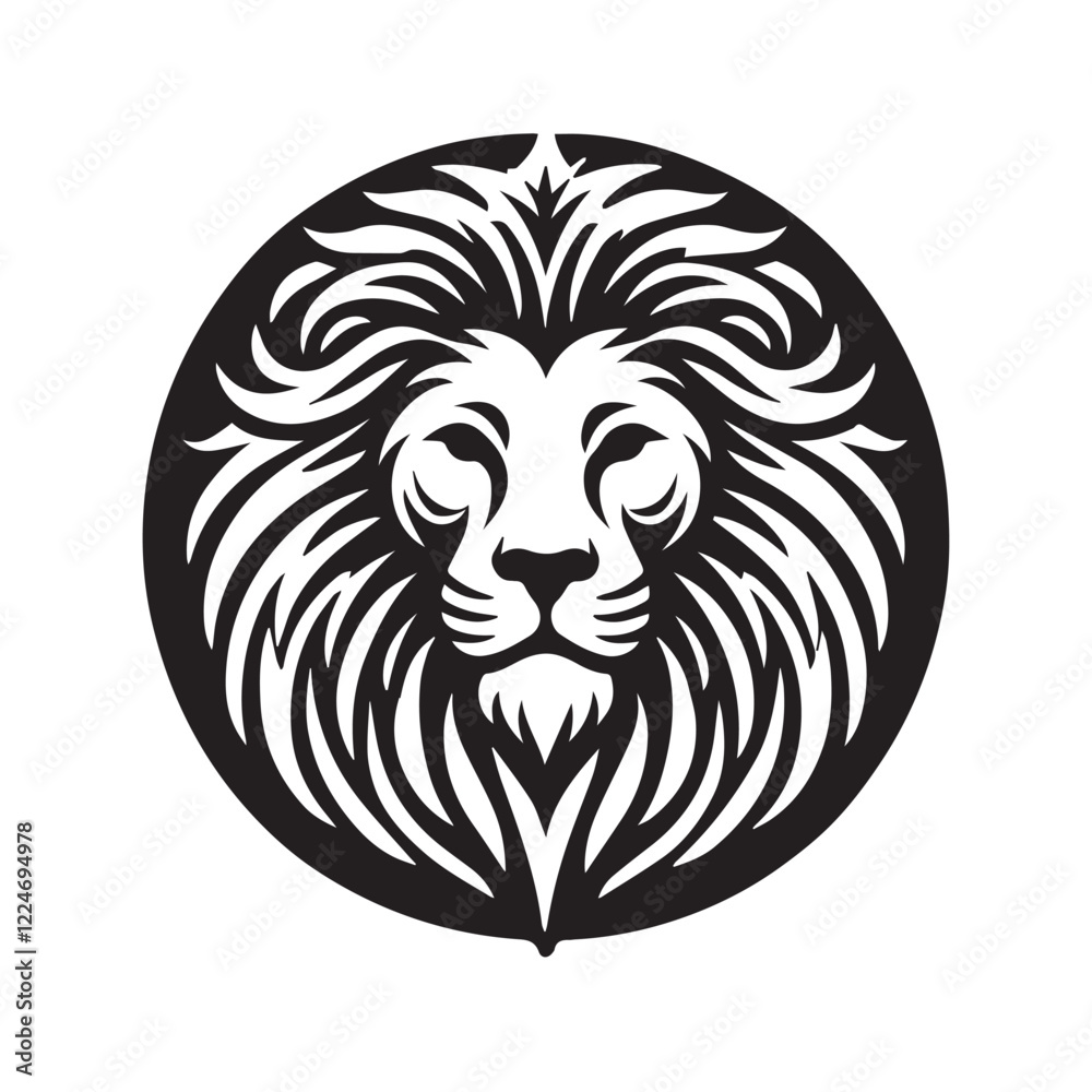 Obraz premium black and white Lion Head Tattoo Vector Mascot Illustration